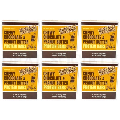 Trader Joe's Chewy Chocolate & Peanut Butter Protein Bars 5 Count Each Lot of 6