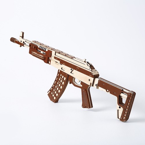 3D Puzzle Wooden Toy Gun Model STEM Engineering Building Kit For Boys Teens Gift - Picture 5 of 18