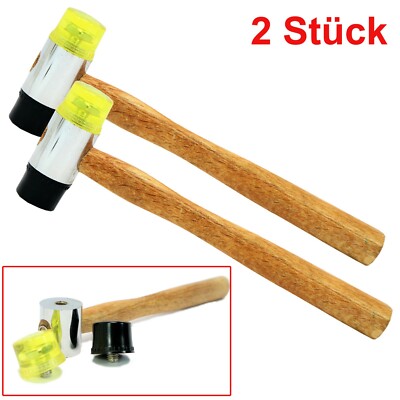 Schonhammer Kunststoffhammer Ausbeulhammer 2x Gummi Hammer Holzgriff Ø 30mm