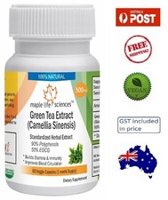 Green Tea 90% Extract (EGCG) Capsules (Camellia Sinensis) - 500mg - AU Stock