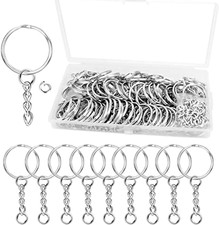 80PCS Key Chain Rings and 80PCS Open Jump Rings Metal Splits Key Ring Hoops (25M