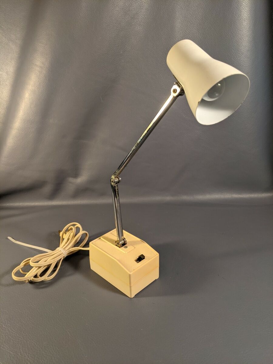 Vintage Mid Century 1960s Adjustable Desk Lamp White Metal Vintage Mid Century 1960s Adjustable Desk Lamp White Metal