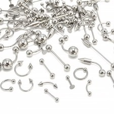 10-100pcs Lot Body Jewelry Eyebrow Navel Belly Lip Tongue Nose Piercing Bar Ring