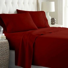 1000 Thread Count Egyptian Cotton Glamorous Sheet Set 4 PCs Burgundy Queen 12 In