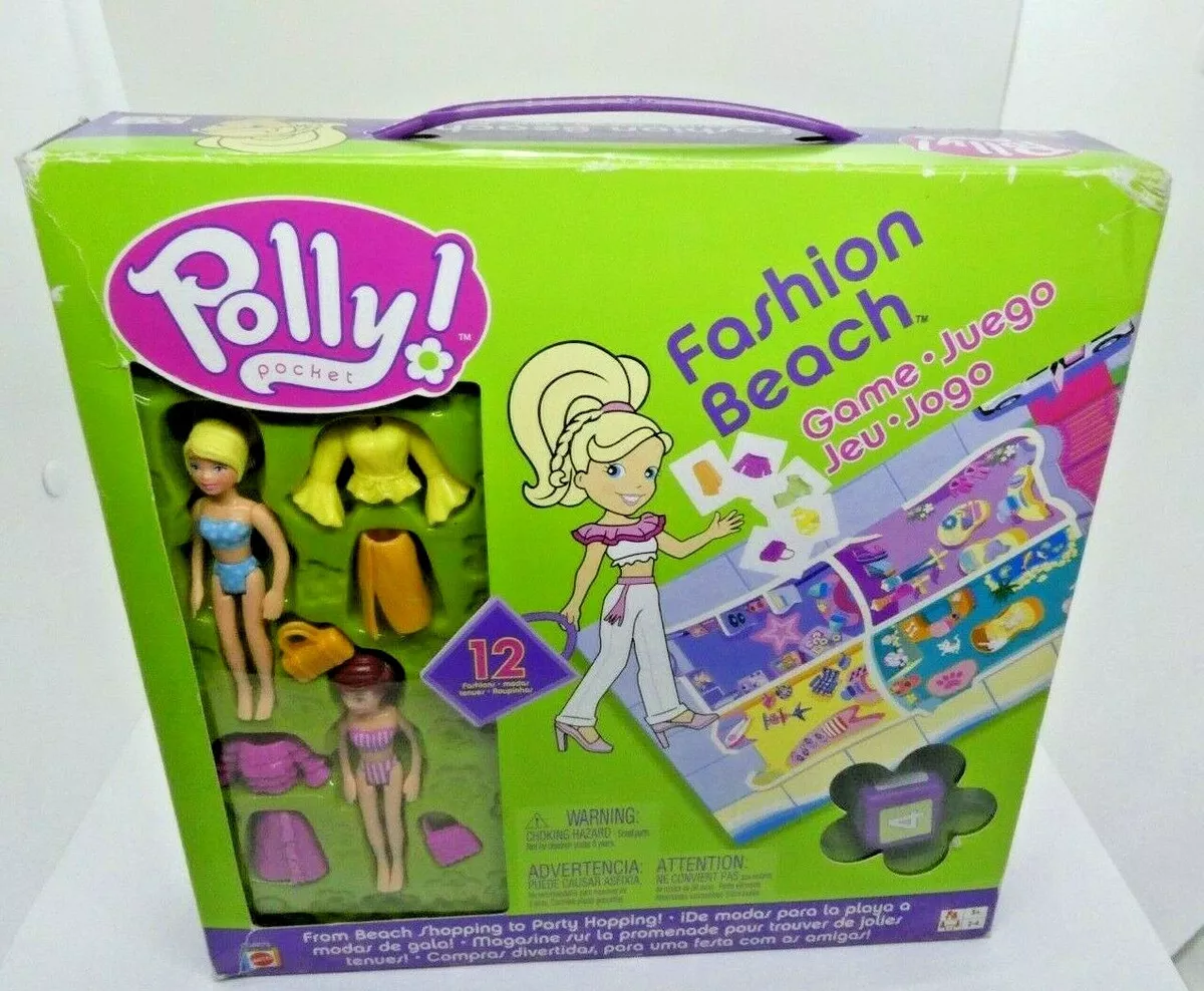 NEW Polly Pocket Fashion Game Board Tin Box Puzzle Dolls RARE Beach Playset  HTF