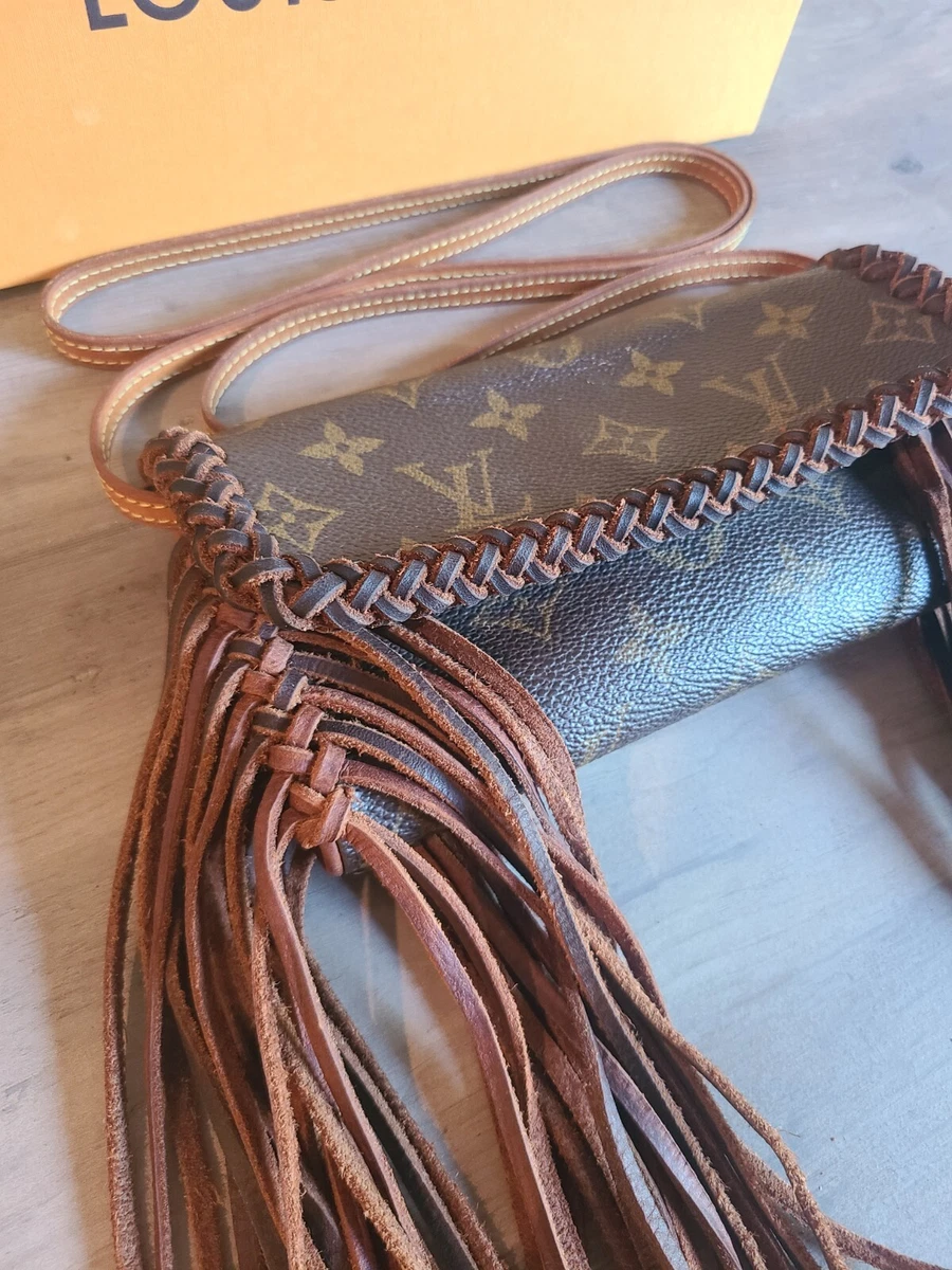 Customized Vintage Boho Louis Vuitton Fringe Purse Pochette Twin PM