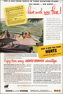 1952 Vintage ad HERTZ Driv-Ur-Self System Lookout Mountain Chattanooga  09/13/22