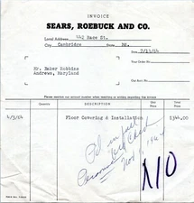 Cambridge Maryland Vintage Billhead Receipt  Sears Roebuck Store 1964