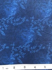 Tiny Vines Mottled Quilt Fabric - Navy Blue - Free Shipping - Yard