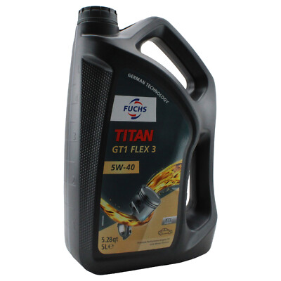 Fuchs TITAN GT1 FLEX 3 SAE 5W-40 Engine Oil 5 Liter for Audi Dodge Jaguar MB