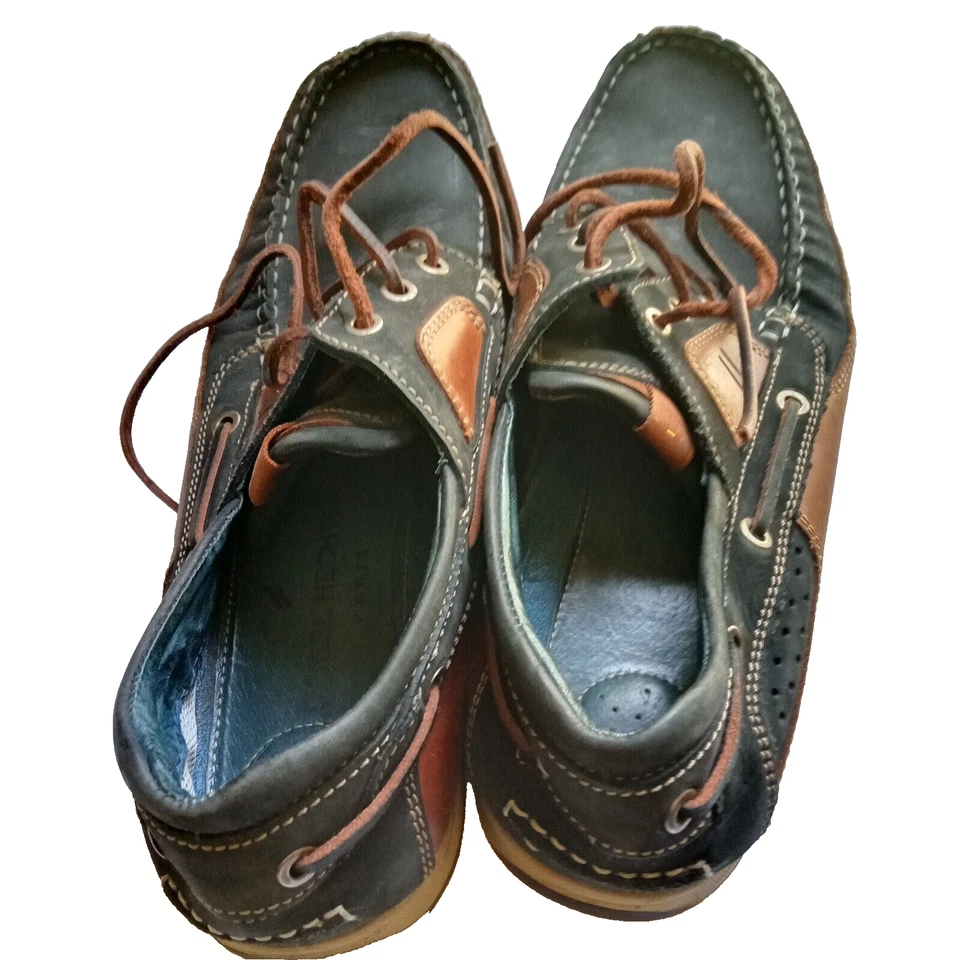 Y2K Daniel Hechter Paris Zapatos Barco Hombre Talla 11 Mocasines Cuero Encaje Foto 2 de 4