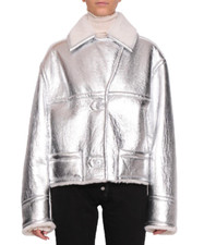$2990 Maison Martin Margiela Mm6 Silver Leather Shearling Aviator Jacket It-40 S