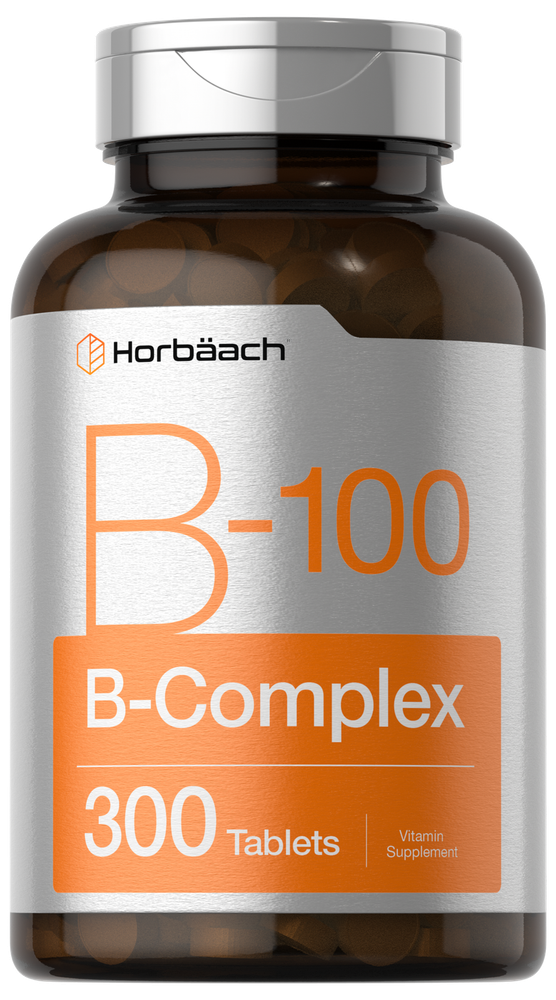 Vitamin B-100 Complex | 300 Tablets | Vegetarian, Non-GMO | by Horbaach
