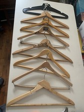 8 Vintage Advertising Wooden Hangers Coat Suit Pants box50
