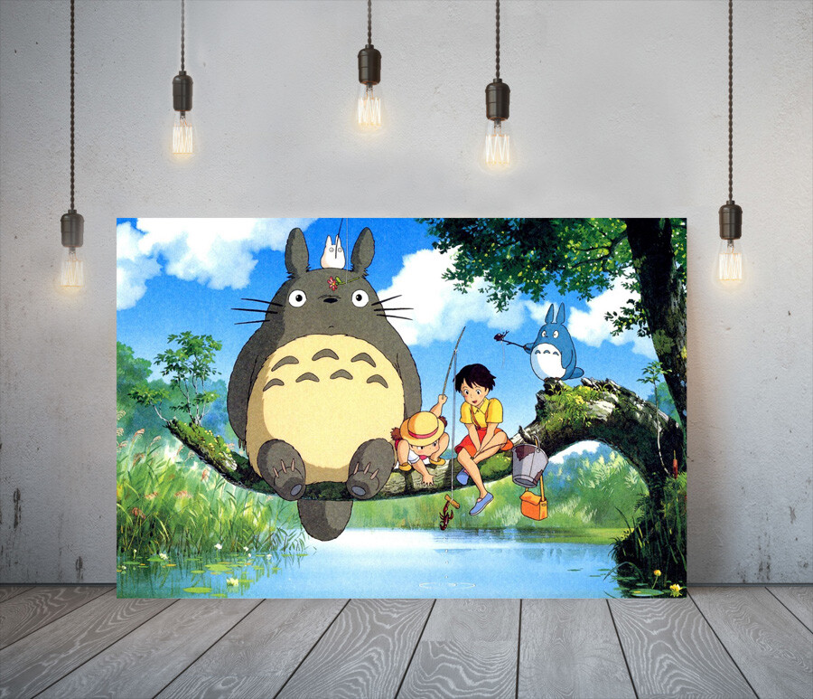 GHIBLI MY NEIGHBOUR TOTORO -FRAMED CANVAS WALL ART ANIME PICTURE