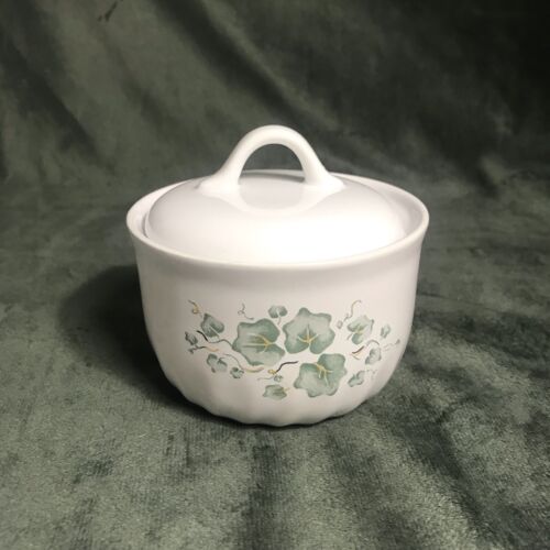 Vintage Corelle Coordinates CALLAWAY Green IVY ceramic sugar bowl w/lid - Picture 3 of 13