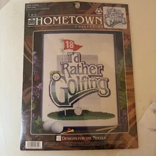 Vintage New Hometown Collection Cross Stitch Kit" I'd Rather be Golfing" 11×14