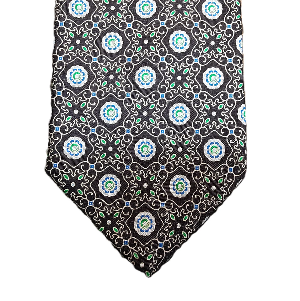 "Corbata foulard medallón de seda VITALIANO PANCALDI - Hecha a mano en Italia - 59"" x 3,5""" Foto 2 de 4