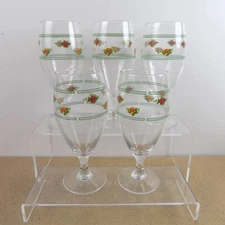 5 Royal Albert Old Country Roses 16oz Iced Tea Glass Goblets Green Bands 7-5/8"