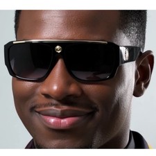 Large Thick Oversized Lion Head Flat Top Hip Hop Rapper Retro Aviator Sunglasses