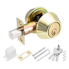 Double Keyed Deadbolt Lock 2" Keyed on Both Sides with Hex Wrench Gold