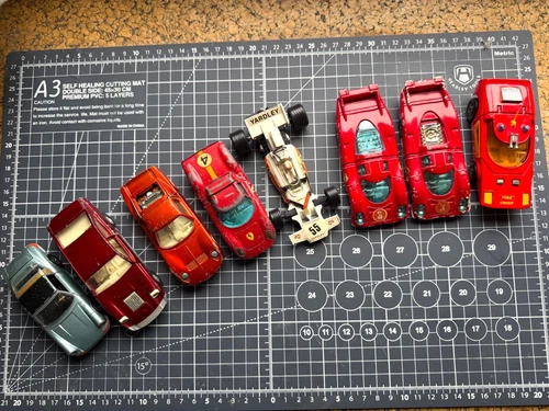Corgi-Whizzwheels-Matchbox-Lesney-Dinky Marcos, Ferrari Sports cars set 1970's