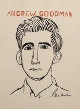 Ben Shahn, Andrew Goodman, Lithograph on Iyo Glazed paper, signed in the plate l