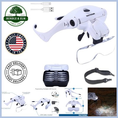 Rechargeable LED Head Magnifier with 5 Lenses & Adjustable Brightness Levels
