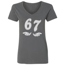 Six Seven 6 7 Hands Meme - Gen Alpha Slang Funny Ladies' V-Neck Tshirt