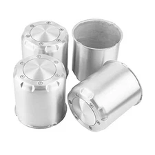 4Pcs 4.25inch Brushed Aluminum Trailer Wheel Center Cap 4.25" OD 4.65" H Silver
