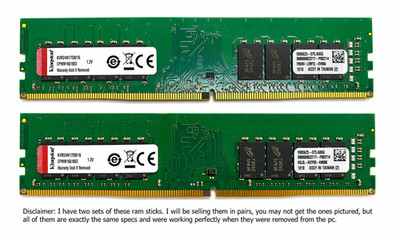 Two 16 GB Ram Sticks (32GB total Ram) (KVR24N17D8/16) (16GB