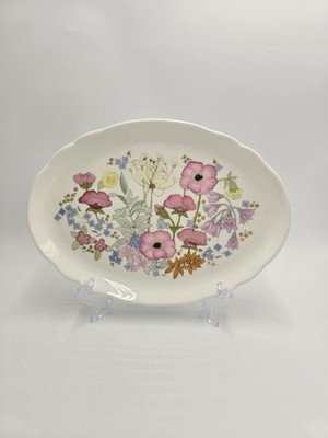 Wedgwood Meadow Sweet Cake Plate Oval 9.5'' Floral Bone China Excellent Condition