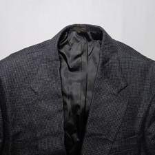 Oscar De La Renta Mens Wool Houndstooth Sport Coat 42L Gray Tweed