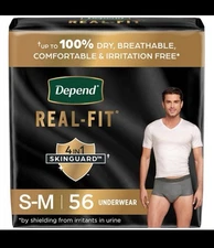 Depend Real Fit Incontinence Briefs for Men Maximum Absorbency S/M - Grey - Pack
