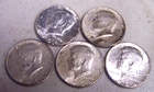 1964 JFK Kennedy 50 Cents Half Dollars 90% Silver US Coins Circulated Lot of 5