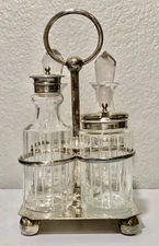 Vintage United Kingdom EPNS  Cruet Caddy with Salt/Pepper/Oil/Vinegar