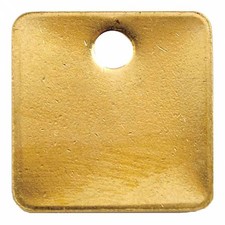 Blank Tag, Brass, 1 1/4 In H X 1 1/4 In W, Yellow, Square, 100 Pk, 41432