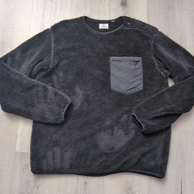 Uniqlo Engineered Garments Sherpa pullover Men medium Snap deep pile sweater 