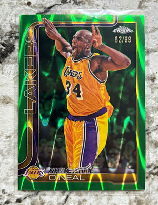 Shaquille O'Neal 2026 Topps Chrome Update Los Angeles Lakers #142 Green Wave /99