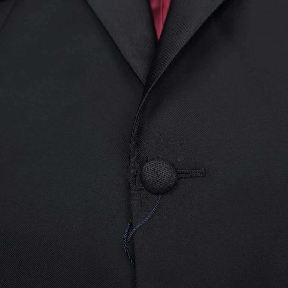 $569 Suit Supply Lazio Black Peak Lapel Wool Tuxedo Smoking Jacket Mens Size 42R - Image 4 of 4