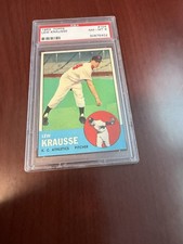1963 Topps #104 Lew Krausse Rookie Card. PSA 8 NM/MT. rookie card picture