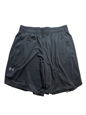 Under Armour Men's Stretch Training Shorts Gray Black Mesh Panel Pockets Large