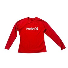 Hurley Womens Rash Guard UPF 50 Beach Surfing Top Long Sleeve Small Candy Red