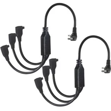 [2PACK]1.5FT 3 Outlet Power Splitter Extension Cord - 18INCH 1 to 3 Flat Plug...