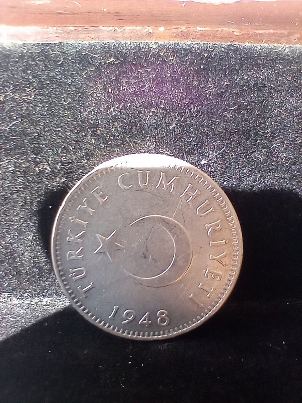1948 Turkey 1 Lira  .600 SILVER  Turkiye Cumhuriyeti Moon Star