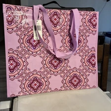 Vera Bradley Market Tote Reusable Bag Lavender Medallions New