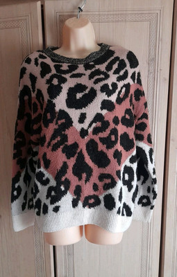 M&S Women's Melba Blush Leopard Print Knitted Jumper Size M UK