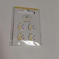 Crafts Doodlebug Brads Braddies Easter Eggs Colorful Dots Glitter X 4 (D)