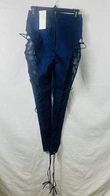 Hot & Delicious Lace Up Denim Jeans Size S Youth/Adult Skinny