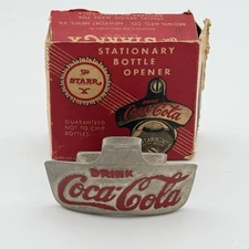Vintage Starr “X” Coca-Cola Stationary Bottle Opener In Original Box Made in USA